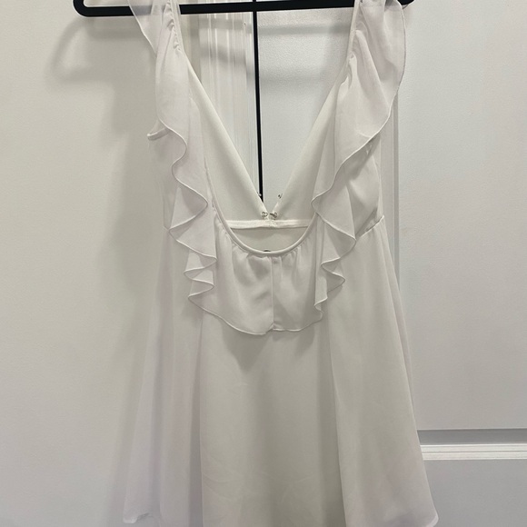 Show Me Your Mumu Ivory White Flutter Low Back Mini Dress - Picture 3 of 7